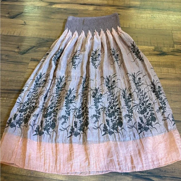 LAPIS Women's O/S Maxi Skirt/Strapless Peasant Dress Crinkle Smocked Pink blush - Picture 7 of 7